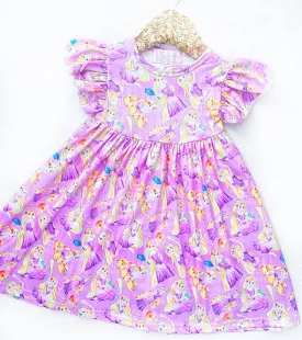 $10.00 EA - 2-3 X 1, 6-7 X 2 - Girls Fun Character Dresses - Purple Rapunzel