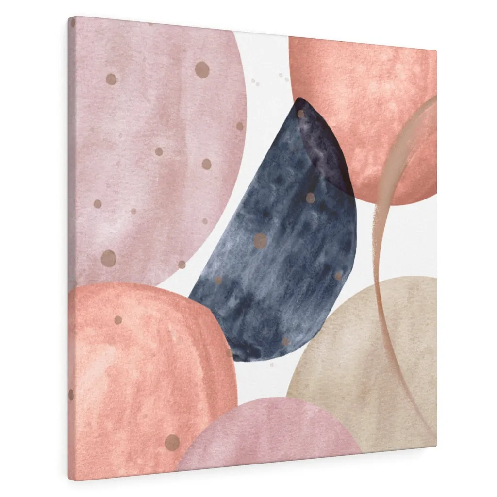 Abstract Canvas Art | White Navy Blue Pink