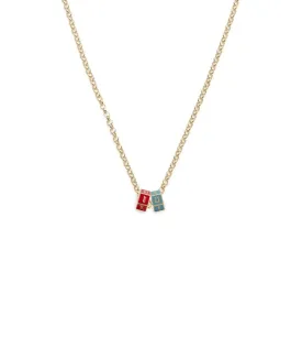 Aqua & Red I Love U : Fine Belcher Necklace