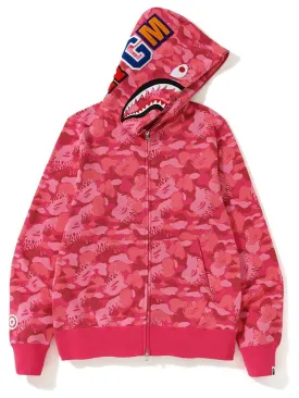 Bape Fire Camo Shark Full Zip Hoodie Pink [SS19]