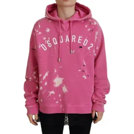 Dsquared² Pink Logo Print Cotton Hoodie Sweatshirt Sweater