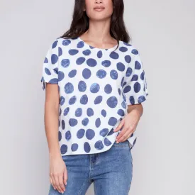 Indigo Dot Boxy Top (Only XXL Left)