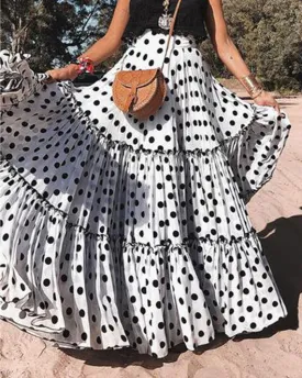 Polka Dot Layered Loose Swing Skirt