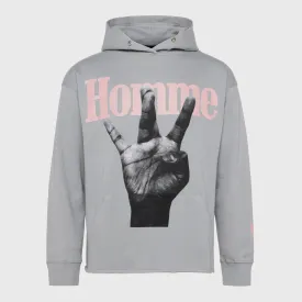 Twisted Fingers Hoodie Grey with Light Pink and Blue